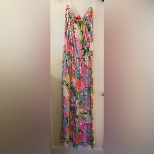 Lilly Pulitzer for Target Long Maxi Dress Strapless Elastic Waist Nosey Posey XL